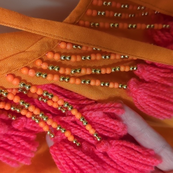 SUNDRESS Indiana Basic Dress Frill  Tassel Orange Oversized Ruffled Dress S - Picture 11 of 11